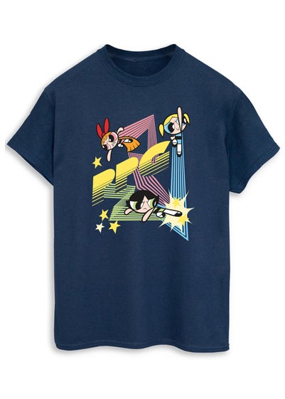 The Powerpuff Girls Navy Zig Zag Boyfriend Fit T-Shirt