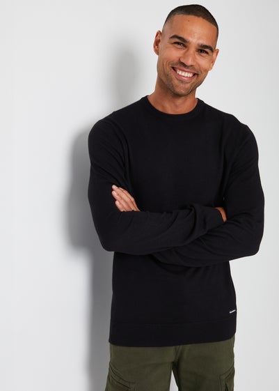 Threadbare Black Crew Neck Knitted Jumper