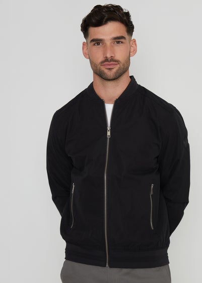 Threadbare Black Showerproof Classic Bomber Jacket