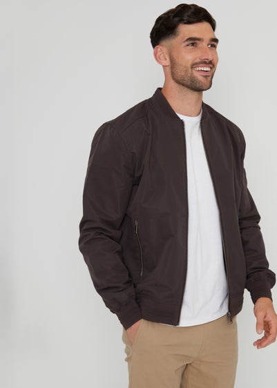 Threadbare Chocolate Showerproof Classic Bomber Jacket