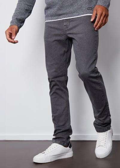 Threadbare Dark Grey Tilbury Slim Fit Overdyed Stretch Denim Jeans