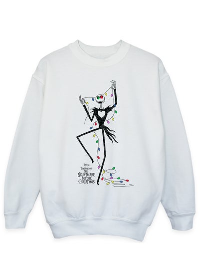 Disney Kids White The Nightmare Before Christmas Lights Sweatshirt (3-13 Years)