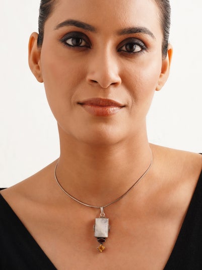 Ethnika by Deepika Sunder Women Silver Silver Fashion S Hook Onyx Necklace