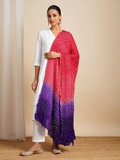 Women Multicolour Modal Bandhani Textured Collection Dupatta