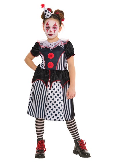 Rubies Kids Monochrome Clown Dress Costume (3-8 Yrs)