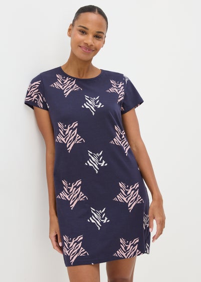 Navy Animal Print Star Nightie