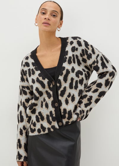 Brown Animal Print Cardigan