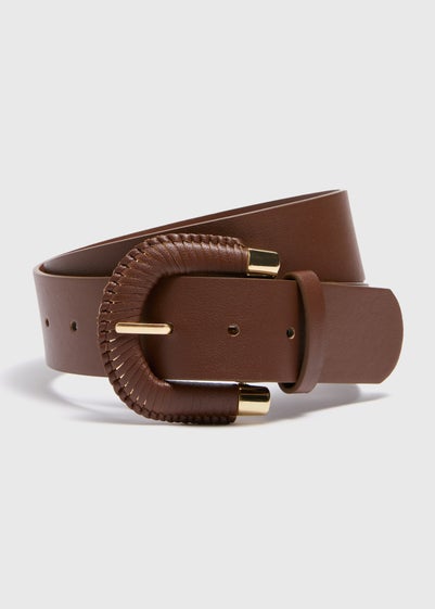 Tan Weave Buckle Belt