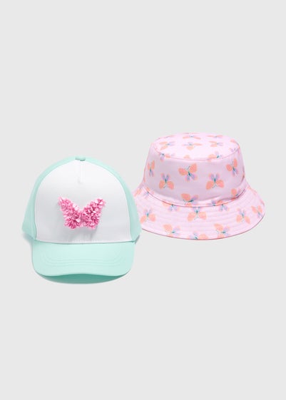 2 Pack Girls Pink Butterfly Hat Set (3-10yrs)