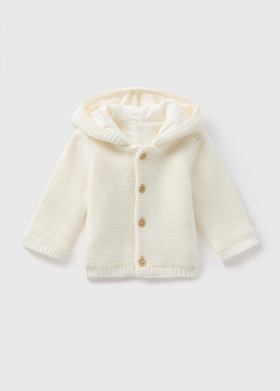 Baby Cream Jersey Lined Knitted Cardigan (Newborn-23mths)