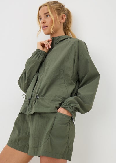 Souluxe Khaki Co Ord Woven Running Jacket