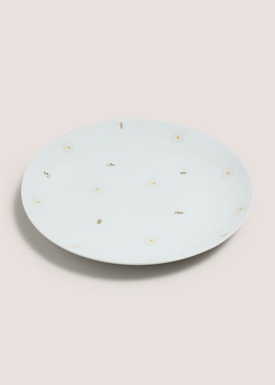 White Bee Daisy Dinner Plate