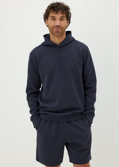 Navy Textured Hoodie