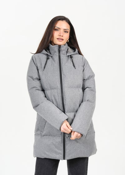 Brave Soul Grey Long Hooded Padded Jacket