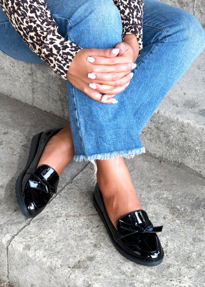 Linzi Kortez Black Patent Classic Slip On Loafer