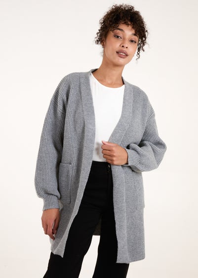 Blue Vanilla Grey Knit Two Pocket Cardigan