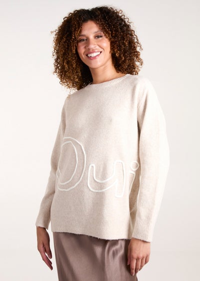 Blue Vanilla Beige Oui Embroidery Jumper