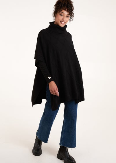 Blue Vanilla Black High Neck Poncho