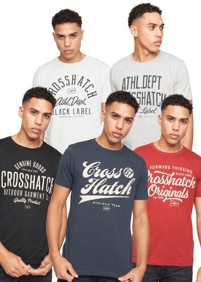 Crosshatch Multi Luckmoore T-Shirts (5 Pack)