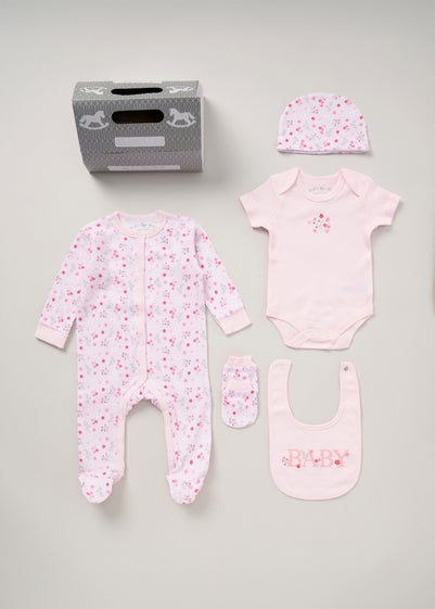 Rock a Bye Baby Soft Pink Cotton 5-Piece Gift Set