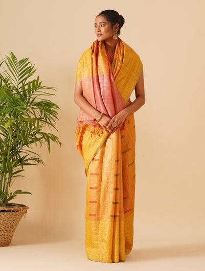 Kosala Yellow Tussar Hand Woven Saree