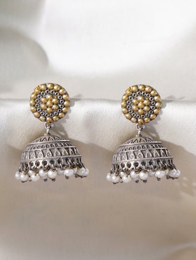 women Multicolour Traditional Push Back Pearls Earring