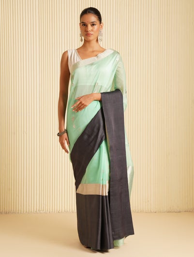 Smriti Gupta Leaf Green Chanderi Silk Saree