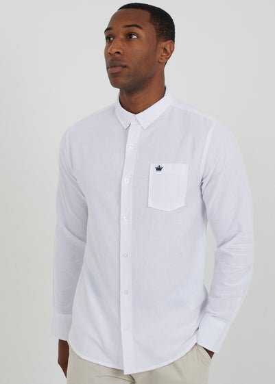 Brave Soul White Cotton Long Sleeve Oxford Shirt