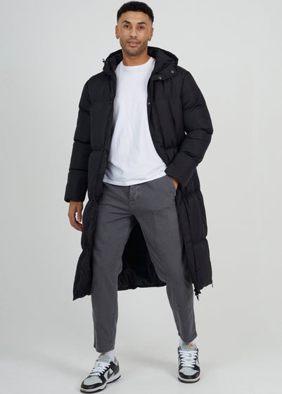 Brave Soul Black Longline Padded Hooded Jacket