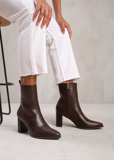 Where's That From North Brown Wide Fit Heeled Ankle Boots