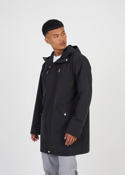 Brave Soul Black Microfibre Parka Jacket