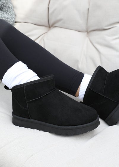 Where's That From Black Faux-Suede Maple Faux Fur Slipper Boots