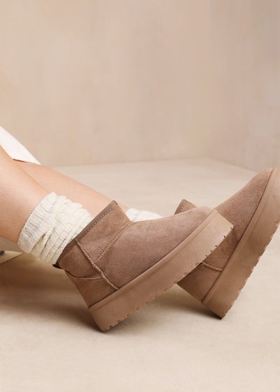 Where's That From Zyla Camel Faux-Suede Fur Lining Slipper Boots