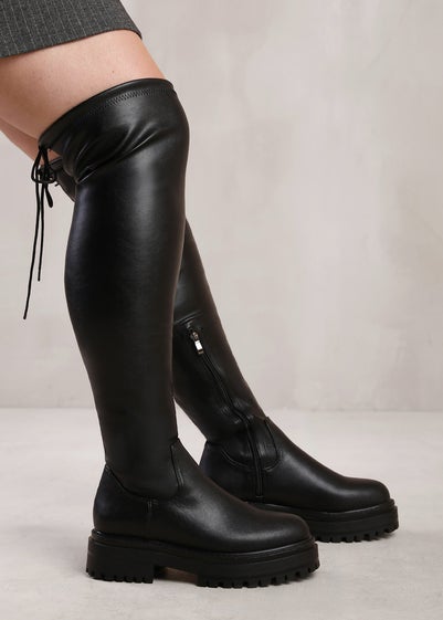 Where's That From Dawn Black Stretch Wide-Calf Over The Knee Boots