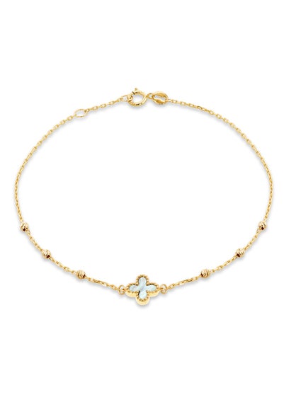 Golden Moments 9ct Silver Mother of Pearl Clover DC Bracelet