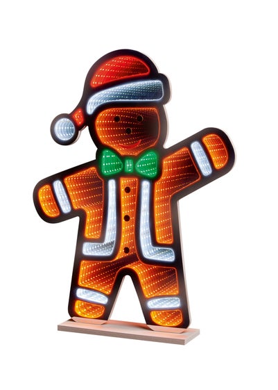 Premier Decorations Lit Infinity Mirror Standing Gingerbread Man 60cm