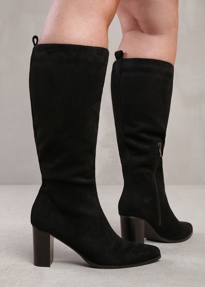 Where's That From Elder Black Suede Wide-Calf Knee High Boots