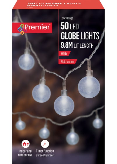 Premier Decorations 50 White LED Globe Lights