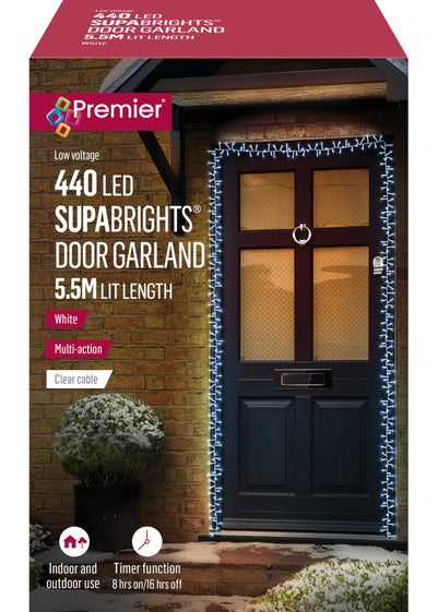 Premier Decorations 440 White LED Supabrights Door Garland