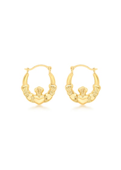 Golden Moments 9ct Yellow Gold Claddagh Hoops