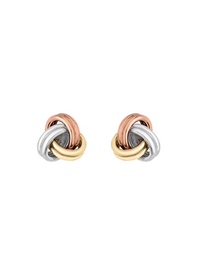 Golden Moments 9ct 3-Colour Gold Knot Studs