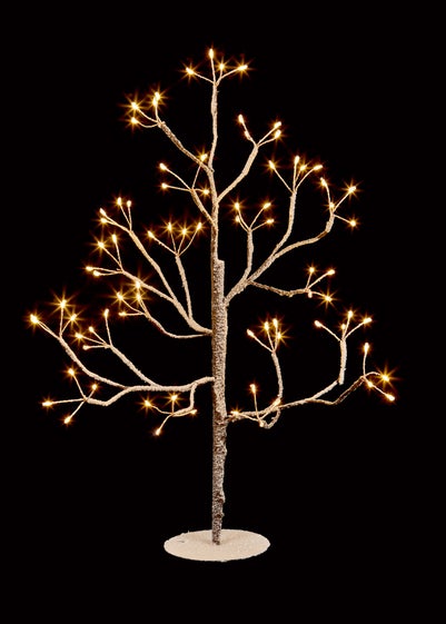 Premier Decorations Brown Frosted Tree with 80 Warm White LEDs 55cm