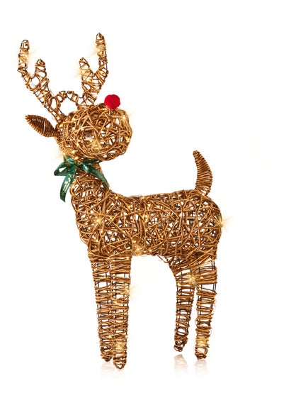 Premier Decorations Lit Rattan Reindeer with 120 Warm White LEDs 96cm