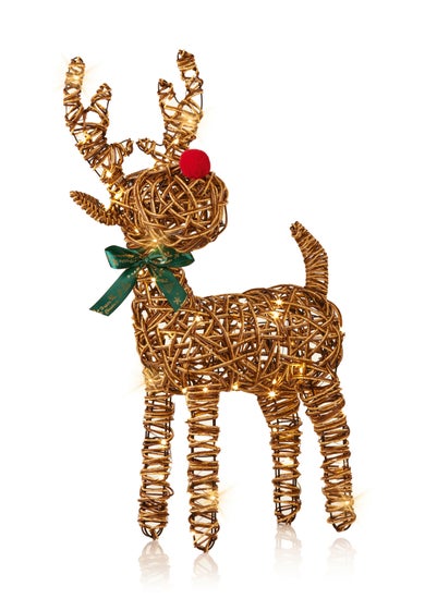 Premier Decorations Lit Rattan Reindeer with 80 Warm White LEDs 67cm