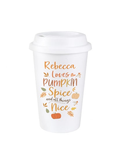 Personalised Memento Company White Pumpkin Spice Travel Mug