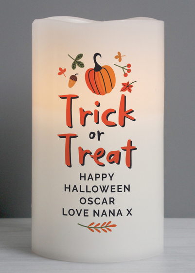 Personalised Memento Company Beige Trick or Treat LED Candle