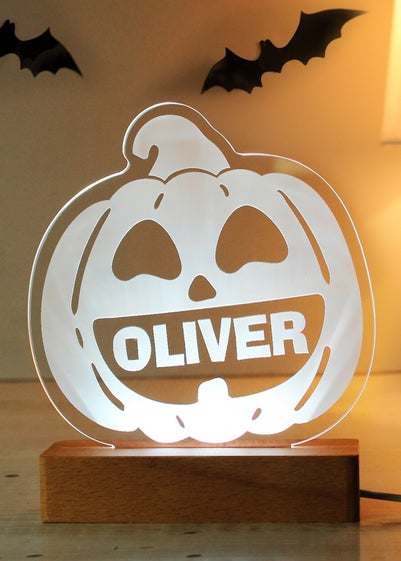 Personalised Memento Company Brown Pumpkin Wooden LED Light