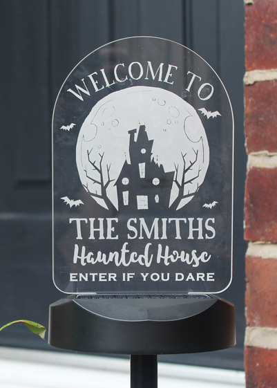 Personalised Memento Company Black Haunted House Halloween Solar Light