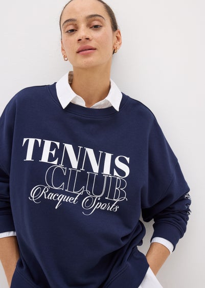 Navy Tennis Slogan Sweatshirt