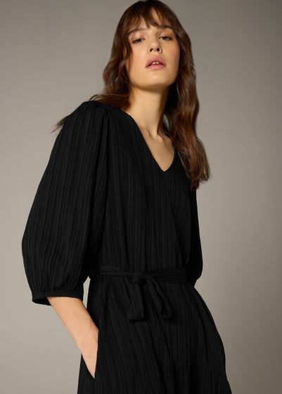 Et Vous Black Textured Midaxi Dress